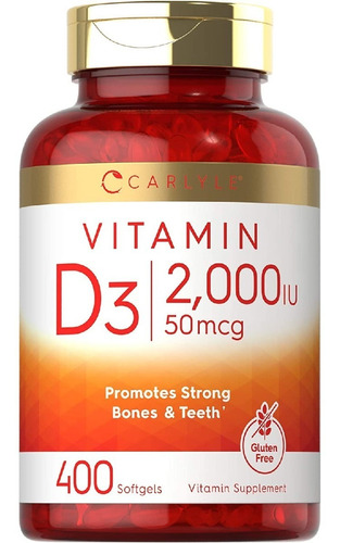 Vitamina D3 2000 Ui 50 Mcg Carlyle 400 Capsulas Blandas Sabor Neutro
