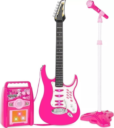 Guitarra Eléctrica Con Amplificador +micrófono Para Niños