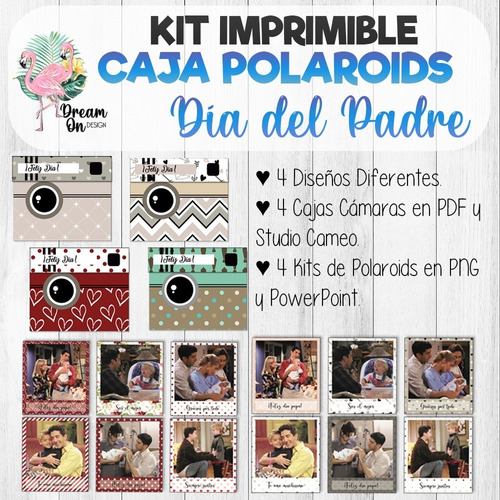 Kit Imprimible. Caja Cámara + Polaroids. Día Del Padre