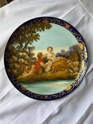 Plato Decorativo Porcelana Sevres Francia Arte Antigüedades