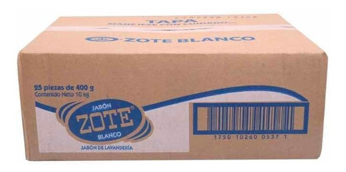 Jabón En Barra Zote Blanco 25 Piezas De 400 G C/u Osh