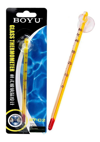 Termometro De Vidrio Con Sopapa Acuario Pecera Peces Boyu Color Amarillo #bt02