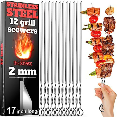 Brochetas De Acero Inoxidable Para Barbacoa - 12 Piezas