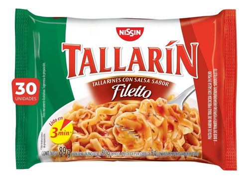 Fideos Nissin Tallarín Filetto 89 Gr. Caja 30 U.