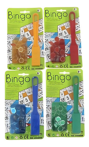 Pack De 4 Palitas Magnetica + 400 Fichas P Bingo 4 Colores