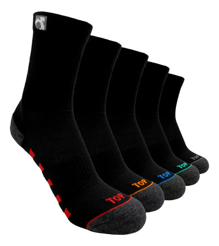 Calcetines Niño Deportivos Largos Negros Pack 5 C2 Top