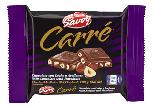 Chocolate Savoy Con Leche Y Avellanas Carré 100gr 