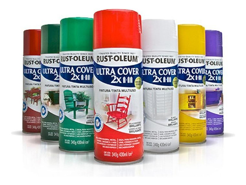 Imagen 1 de 4 de Pintura Aerosol Ultra Cover 2x Negro Brillante 340gr Rust Pa