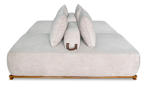 Sofá 6 Lugares Ilha 2 Módulos 200cm Viero S06 Bouclê Bege Cor Creme