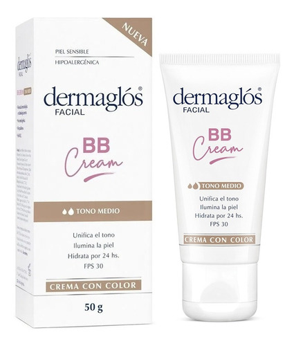 Dermaglos Bb Cream Facial Tono Medio Fps30  X50 Gr