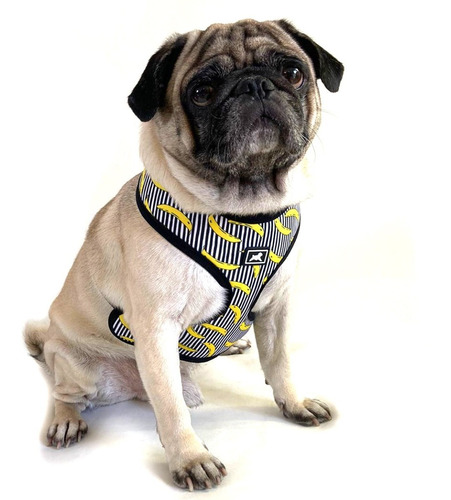 Pechera Arnés Rufinos Perro Bulldog Pug Estampada Plátanos