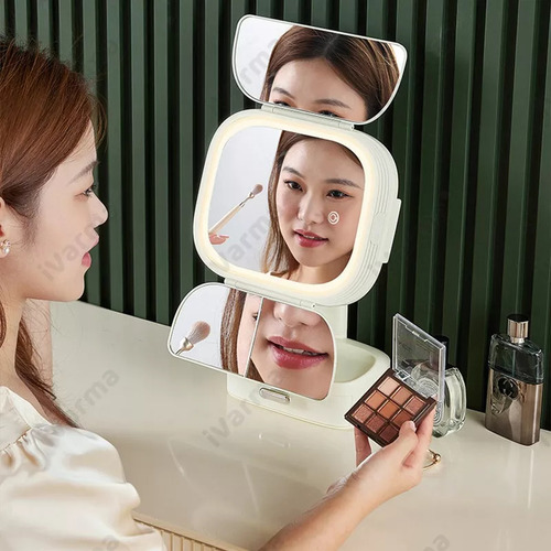 Espejo De Maquillaje Con Luz Led Tactil Niveles Ajustable