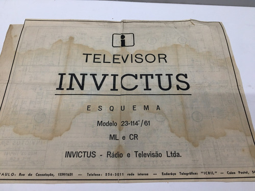 Esquema Da Tv Invictus Mod 23 Original (Usado)