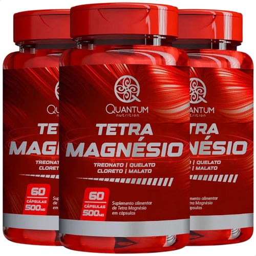 3 Potes Tetra Magnésio 4 Em 1 - Kit 180 Cáps