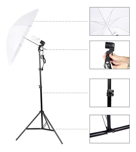 Imagen 3 de 9 de Kit De Fotografia Video Iluminacion Continua Sombrillas