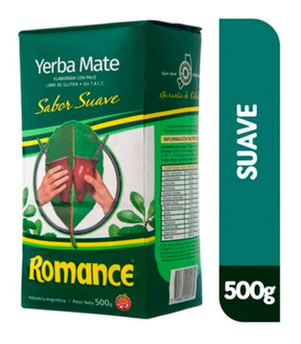 Yerba Mate Romance Suave Con Palo Sin Tacc 500 Grs