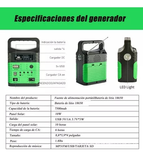 Espeon SDM-3790 Tema De Ilumnacòn Olar 10w 4 Foco Panel Rado Color Verde