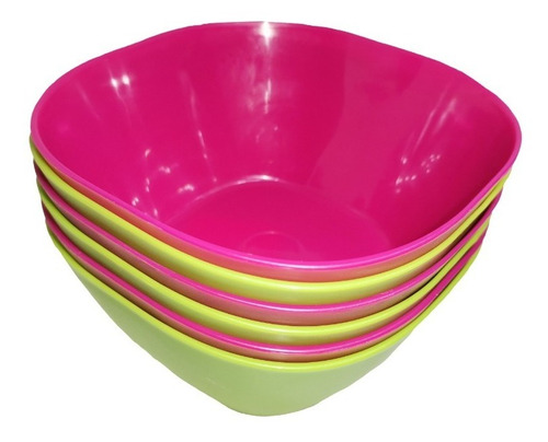 5 Tazones De Colores Bowl De Plastico 445ml