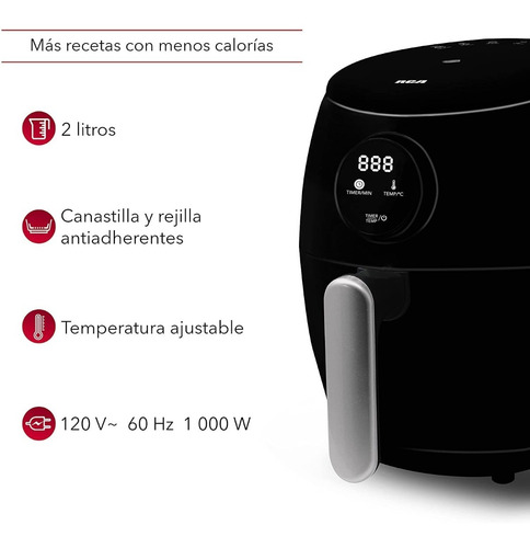 Freidora De Aire Rca Rc-99 2 Lts 1000w Rejilla Antiadherente