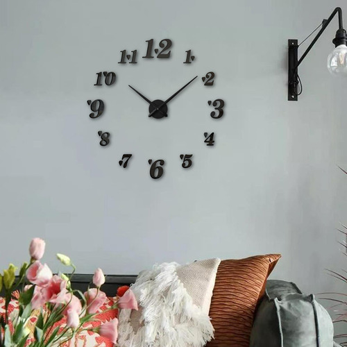 Creativo Diy 3d Reloj De Pared Pegatinas De Pared Negro