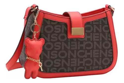 Bolsa Feminina Chenson Monograma Tira Colo Vermelho Café