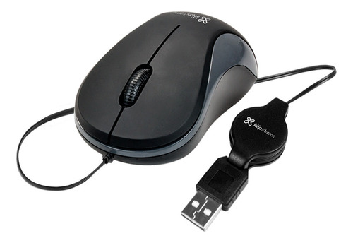 Mouse Retráctil Usb C/cable 1600dpi Klipxtreme Kmo-113 Negro