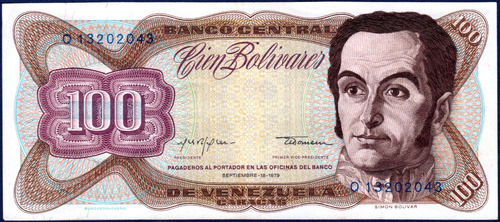 Billete De 100 Bolívares Q8 Septiembre 18 1979 Simón Bolívar