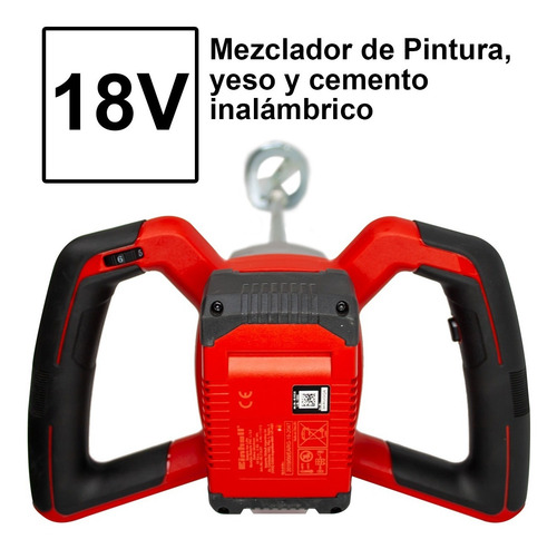 Imagen 5 de 10 de Mezclador Cemento Pintura Te-mx 18 Einhell + Kit Bat 2.5 Amp