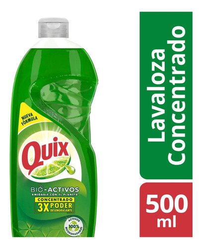Quix Lavaloza Limón Con Bio  500ml Pack De 12