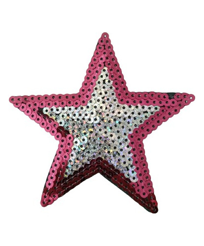10x Apliques Bordados Con Lentejuelas Estrella Bicolor 9cm