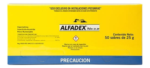 Alfadex Insecticida Virbac En Polvo. Caja Con 50 Sobres 25gr