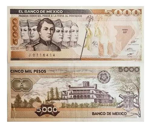 Billete 5000 Pesos Mexicanos Niños Heroes Sin Circular