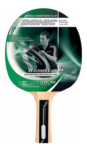 Paleta Ping Pong Donic Schildkrot Waldner 400 Tenis Mesa 1.6mm Anti Vibrqacion Color Verde oscuro Tipo de mango FL (Cóncavo)