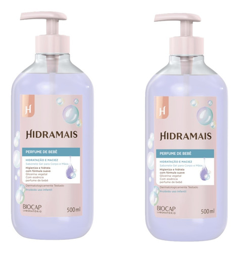 Kit 2 Sabonete Perfume Bebe Hidratação Maciez 500ml Hidramai
