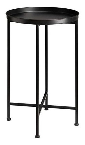 Mesa Ratona Redonda Metalica, Plegable 65cm Alt Negro 