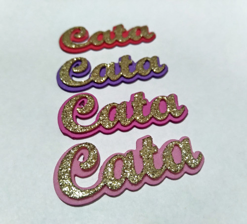 Pack Nombre 40 Ud. Goma Eva C/ Glitter Y Simple En Cursiva