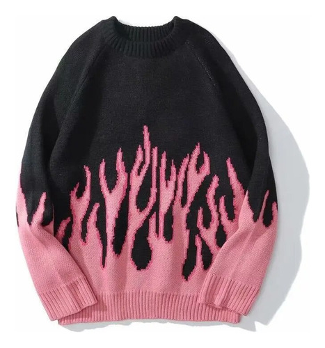 Suéter De Punto Para Hombre Fire Flame Sweater Jersey Vintag