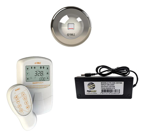 Kit Led Piscina 48m² 18w Inox, Controlador Digital, Fonte