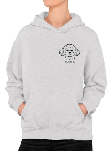 Poleron Estampado Perro Dog Poodle Insignia Personalizado Con El Nombre De Tu Mascota Moda Mujer/niña