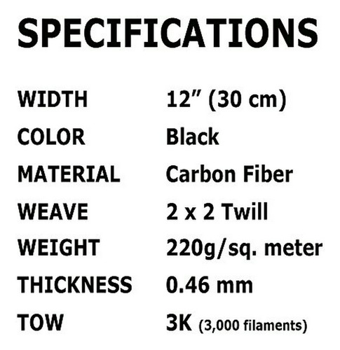Tela De Fibra De Carbono 10ft X 12 - Tejido 2x2 Twill 12k-4