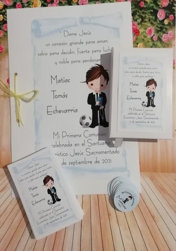 Imagen 2 de 10 de 25 Estampitas Tarjetas Comunión+librito + Cajita. Tallerve
