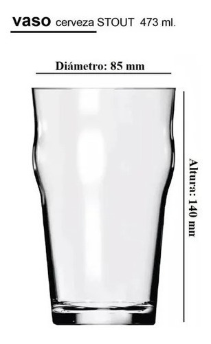 Vaso Nadir Stout Pinta Cerveza 473ml Caja X24 Vidrio