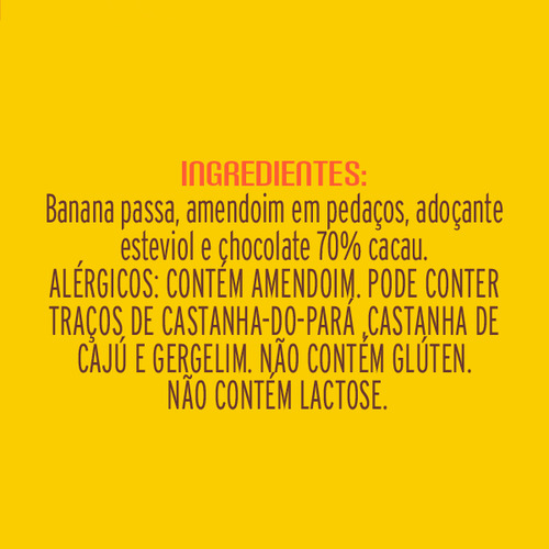 Bananinha Zero Adição De Açúcar Com Chocolate 70% Cacau
