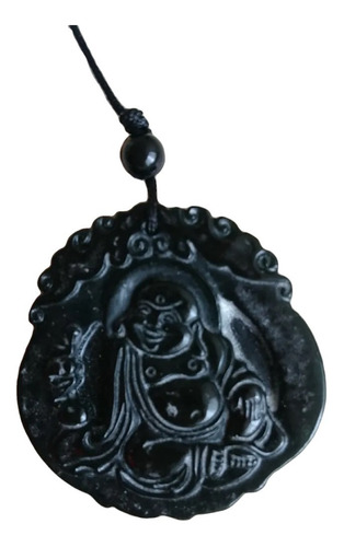 Imagem 1 de 6 de Pingente / Amuleto Buda Alegria  Jade Preta