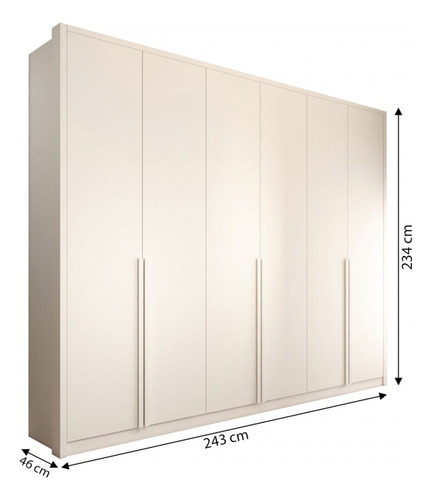 Guarda-roupa Casal Vinci 6 Portas 6 Gavetas Neve - Panorama Cor Branco