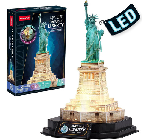 Puzle Led Cubicfun 3d Con Forma De Estatua De La Libertad Co