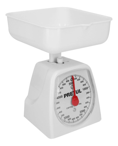 Imagen 2 de 2 de Báscula De Cocina Analógica Pretul Bas-5cp Pesa Hasta 5kg Blanca