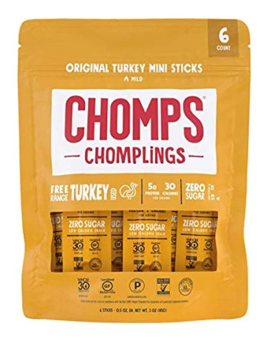 Chomps Mini Palitos Para Bocadillos De Carne Seca De Pavo De