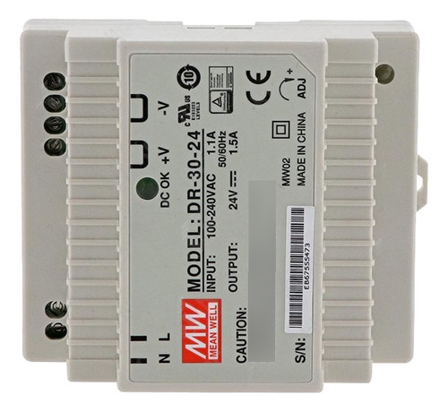 Fuente De Poder 1.5 Amp 24vdc In: 85-264v Meanwell Dr-30-24