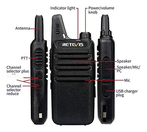 Retevis Rt22 Walkie Talkies Manos Libres Recargables Radios 